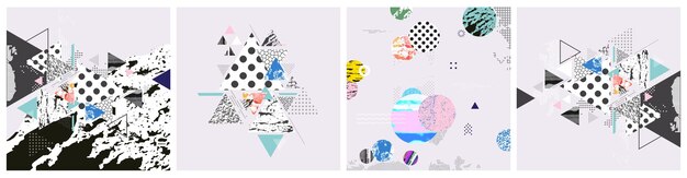 Vector different textures and shapes artistic vector illustration collage geometric abstract design