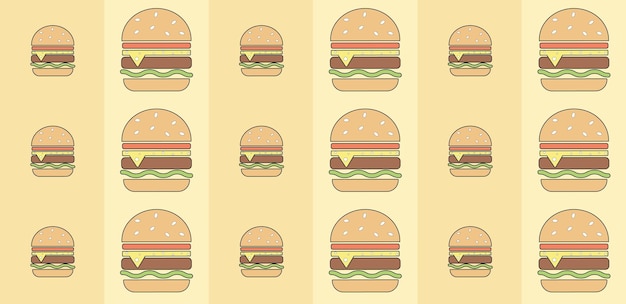 Vector the different types of burgers