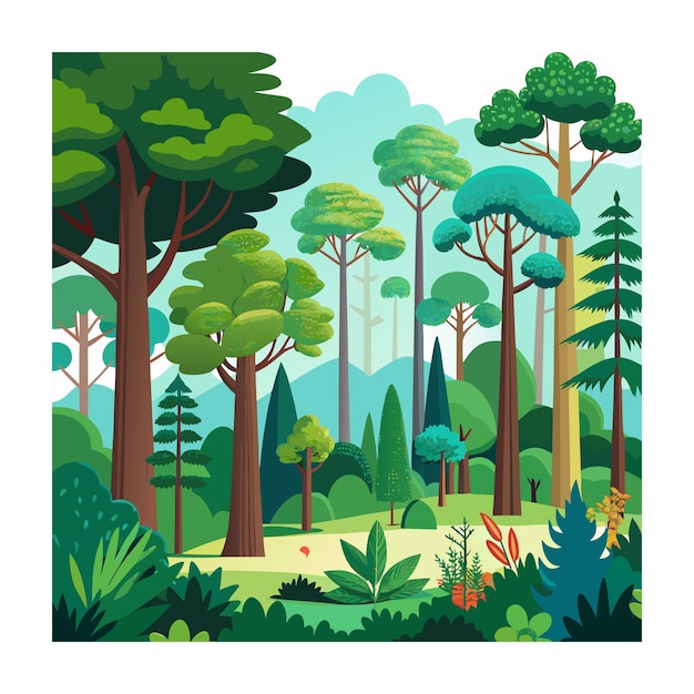 Vector different types of trees illustration