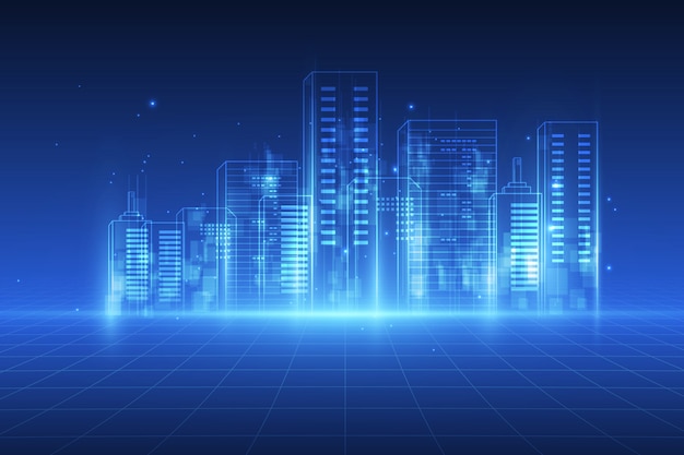 Vector digital city background