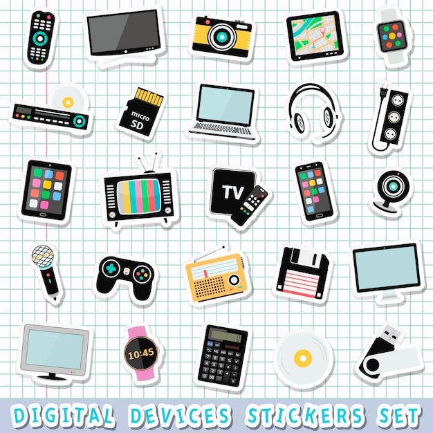 Digital device tv and media stickers set