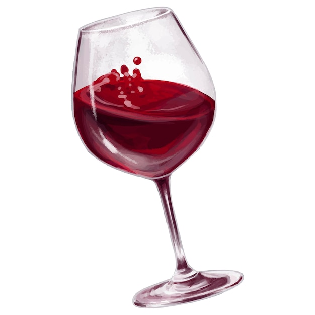 Digital drawing glass of red wine