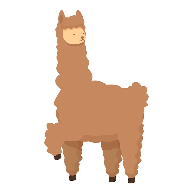 Digital illustration of a cute brown cartoon alpaca on a white background