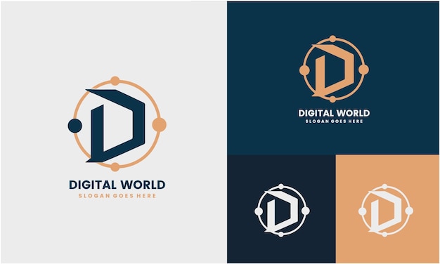 Digital Logo For Network and technology Business corporate letter D logo design vector