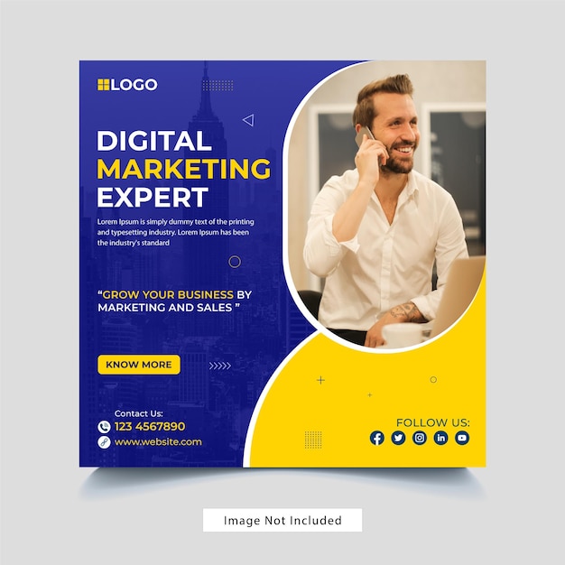 Digital marketing agency and corporate business flyer square social media post banner