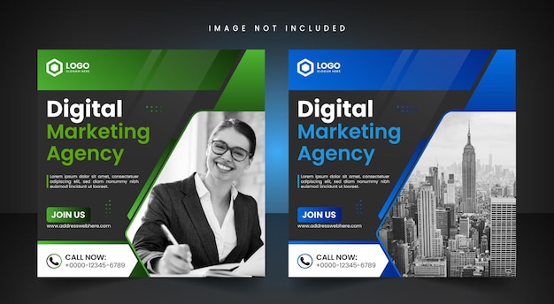 Vector digital marketing agency and corporate social media banner and post design template