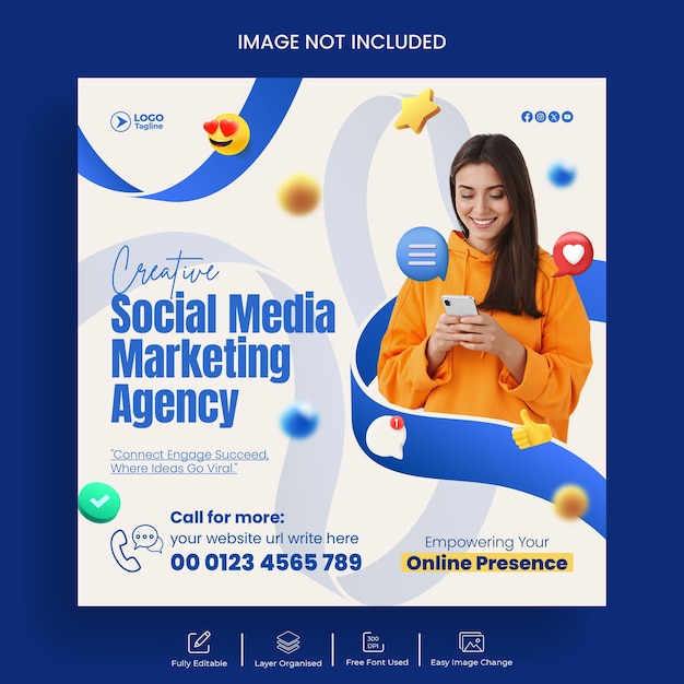 Digital marketing agency and corporate social media posts banner or instagram post template