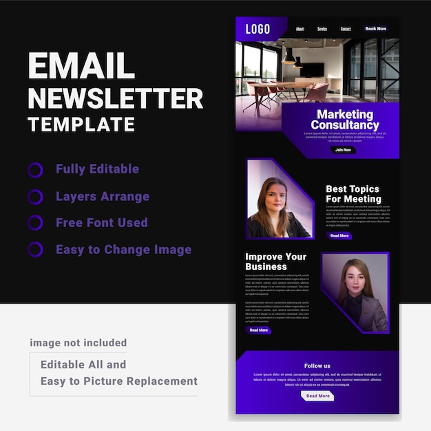 Vector digital marketing agency email newsletter marketing template design