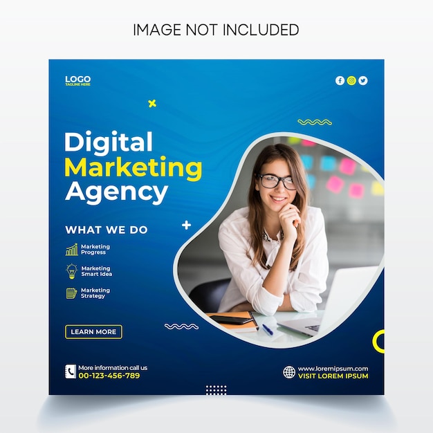 Digital marketing agency instagram post and social media banner template