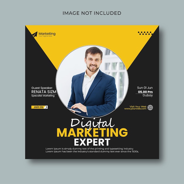 Digital marketing live webinar and corporate social media post template