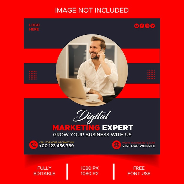 Digital marketing live webinar and corporate social media post template