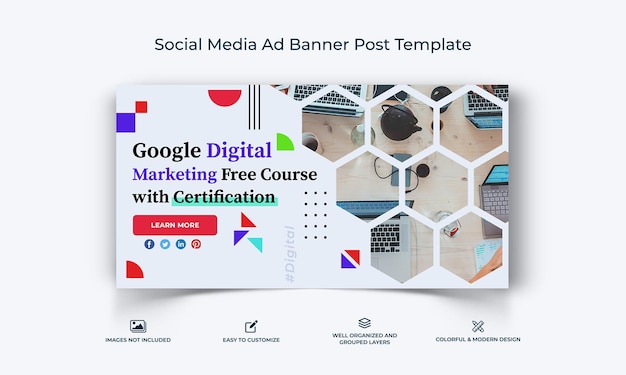 Digital Marketing social media facebook ad banner post template premium vector