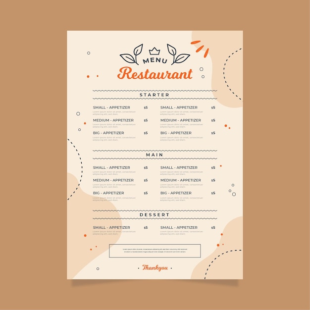 Vector digital restaurant menu template design