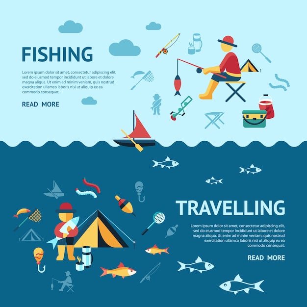 Digital vector fishing activity set collection icons infographic