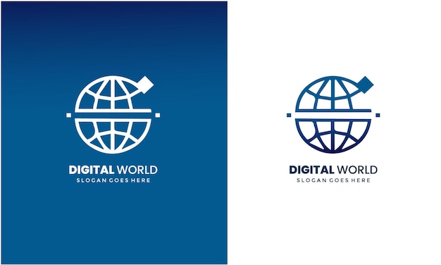 Vector digital world vector business logo template concept illustration