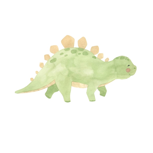 Dinosaur watercolor illustration for kids