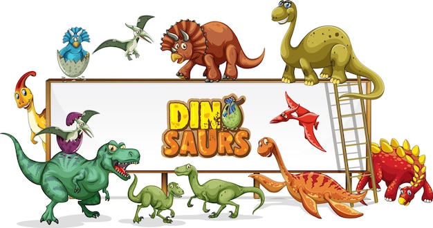 Dinosaurs cartoon character in nature scene