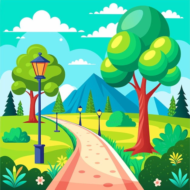 Vector dirt road at the edge of the forest illustration vector illustration