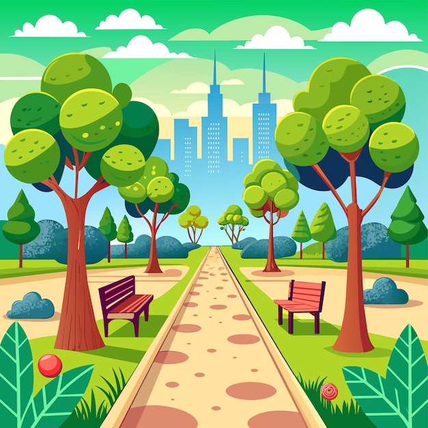 Vector dirt road at the edge of the forest illustration vector illustration