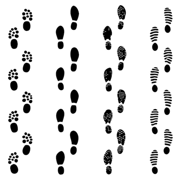 Vector dirty foot print set silhouete vector illustration