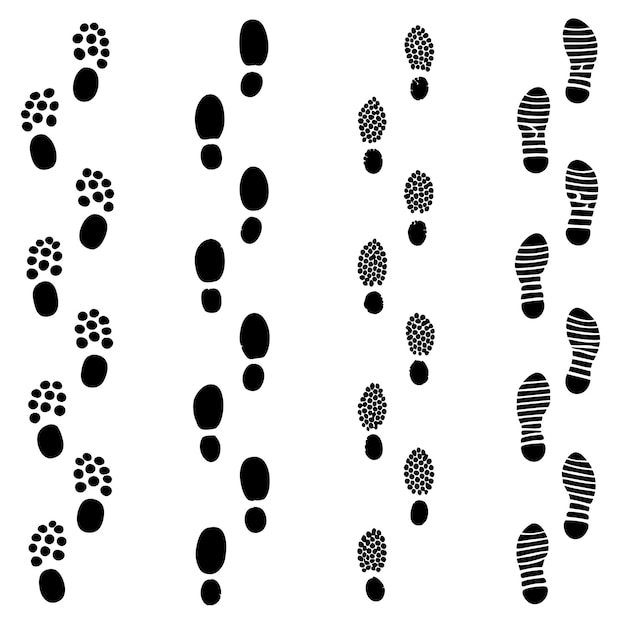 Vector dirty foot print set silhouete vector illustration