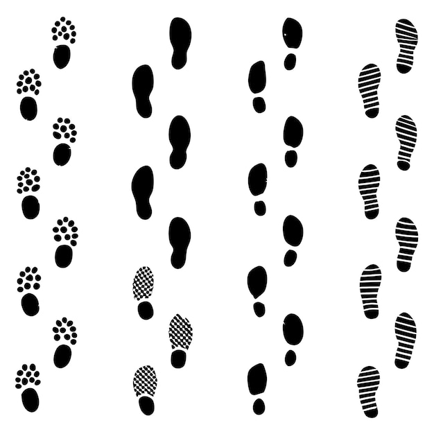 Vector dirty foot print set silhouete vector illustration