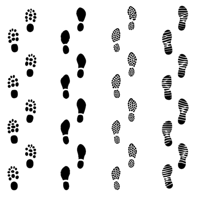 Vector dirty foot print set silhouete vector illustration