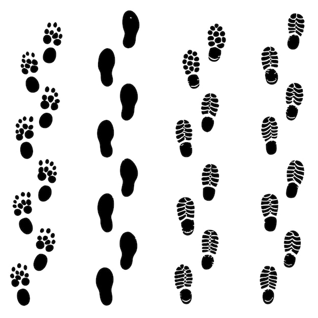 Vector dirty foot print set silhouete vector illustration