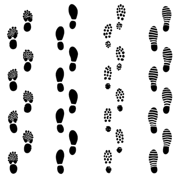 Vector dirty foot print set silhouete vector illustration