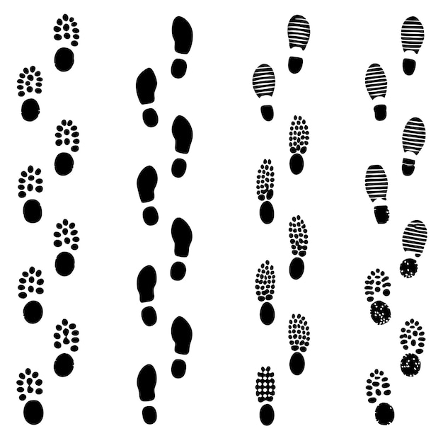 Vector dirty foot print set silhouete vector illustration