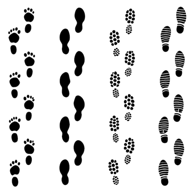 Vector dirty foot print set silhouete vector illustration