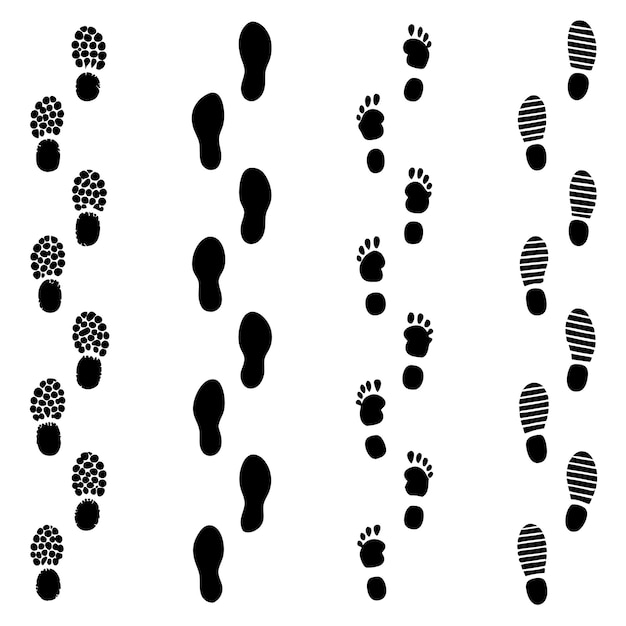 Vector dirty foot print set silhouete vector illustration