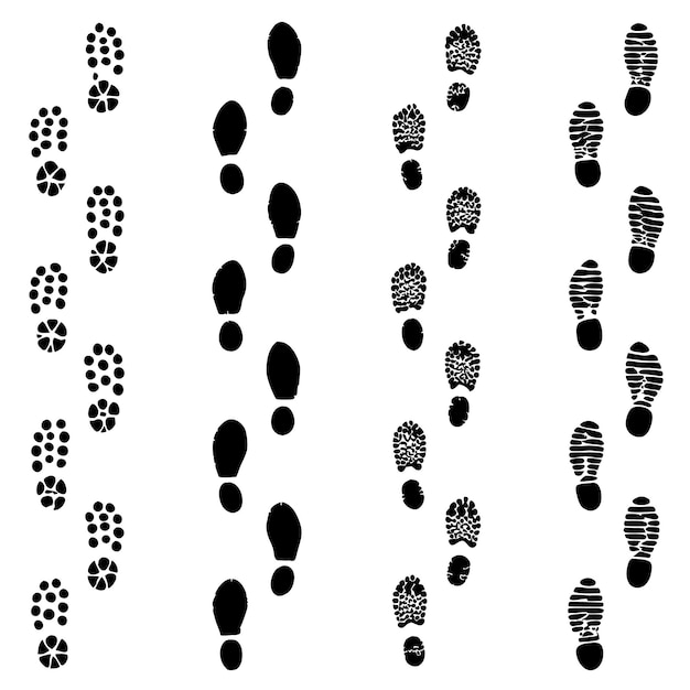 Vector dirty foot print set silhouete vector illustration