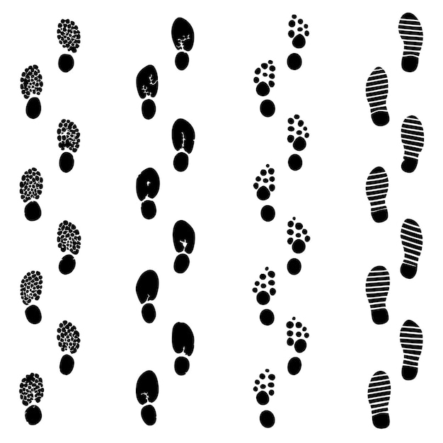 Vector dirty foot print set silhouete vector illustration