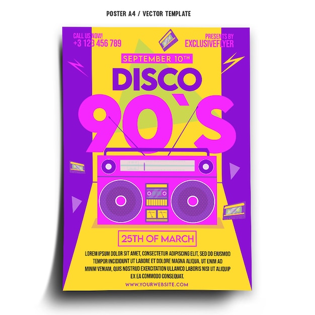 Vector disco 90s poster template