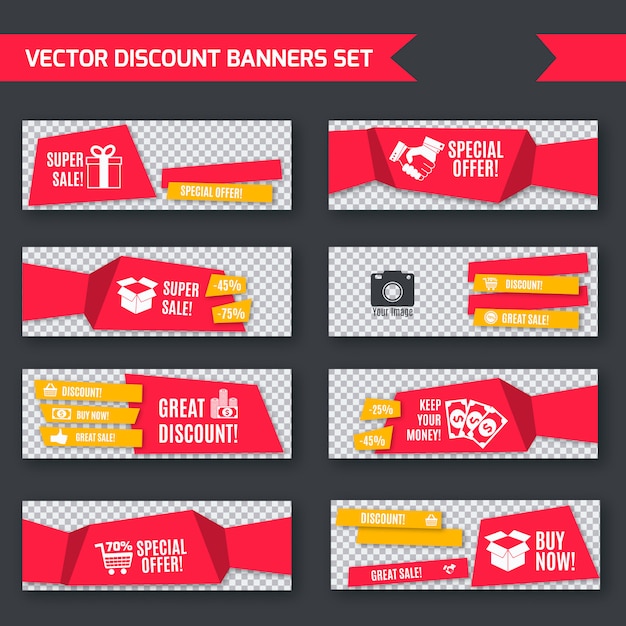 Discount banners red set