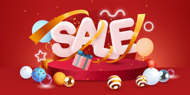 Discount creative composition Merry Christmas and Happy New Year Sale banner and poster