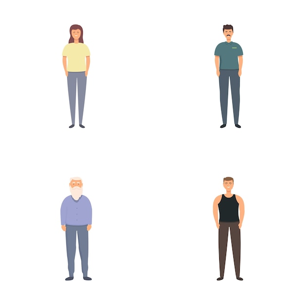 Vector diverse group of cartoon men and women standing