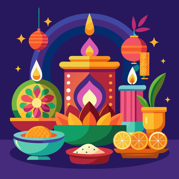 Vector diwali celebration and mandala art vibrant festive illustrations