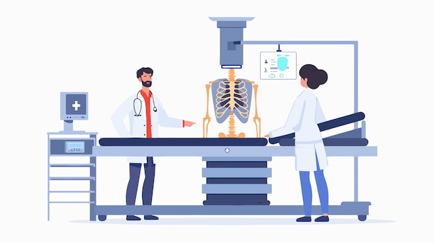 Vector a doctor and a patient in a medical laboratory