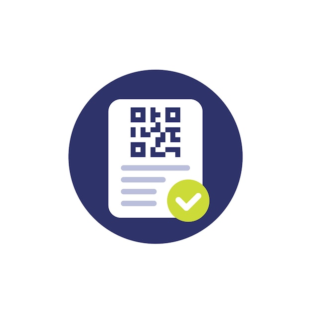 Document with qr code icon flat vector