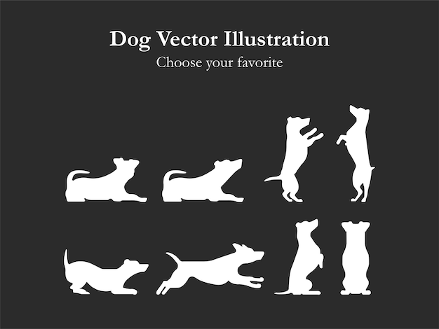 Vector dog cartoon silhouette pet puppy animal cute paw bone wallpaper illustration breed tail claw black