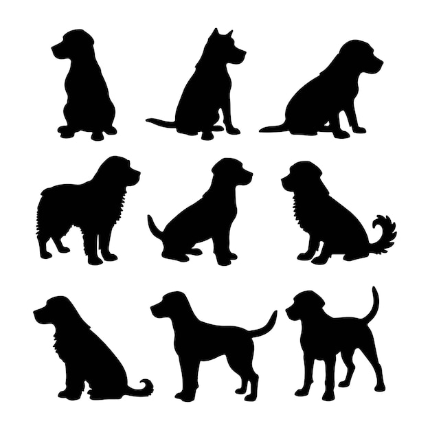 Vector dog silhouette bundle