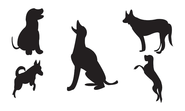 Vector dog vector and silhouette collection