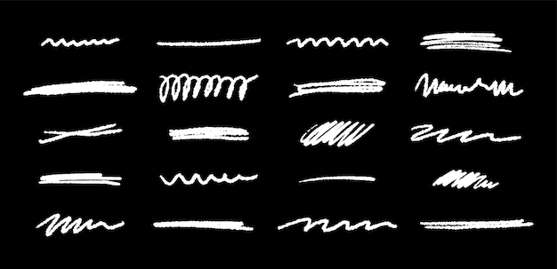 Vector doodle brush underlines set black line sketches with pen marks