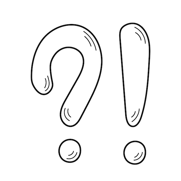 Doodle exclamation and question mark