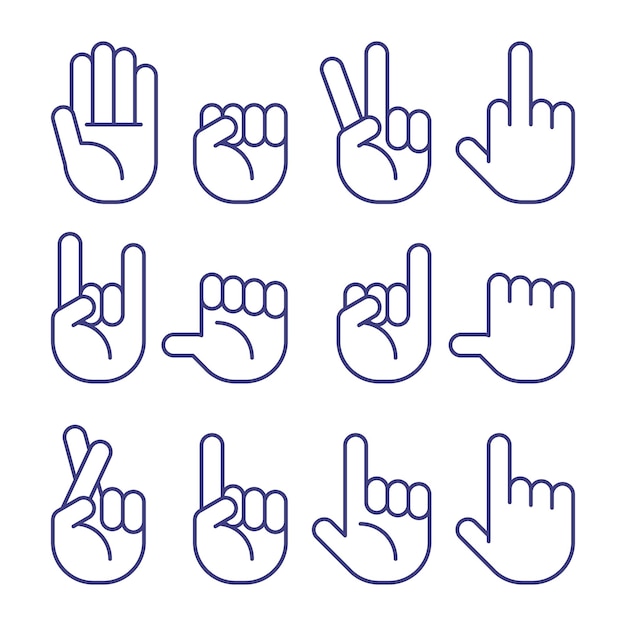 Vector doodle hand gestures icons set