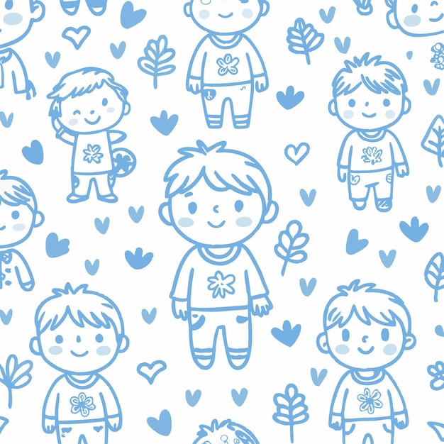 Doodle sketch seamless black pattern Cute childish drawing illustration