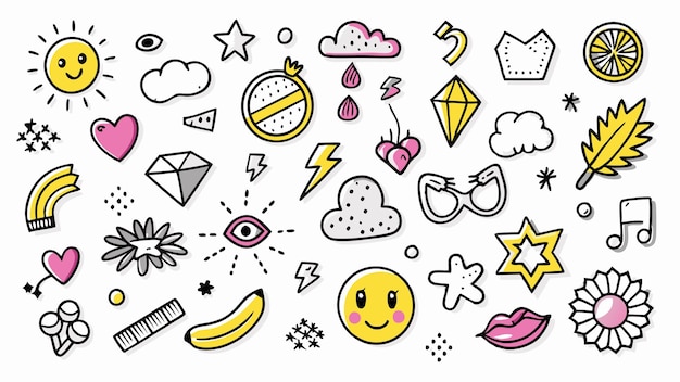 Vector doodles pack set of various drawn shapes