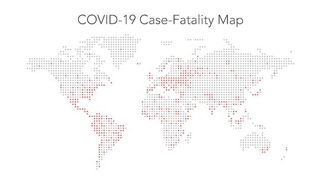 Vector dotted infographic fatality cases map of coronavirus covid19